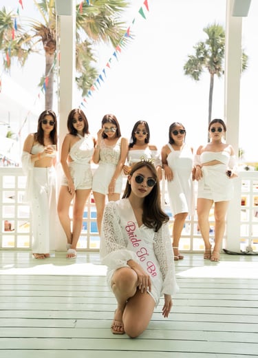 Bachelorette party with bride and friends at Batu Belig Beach Seminyak Bali