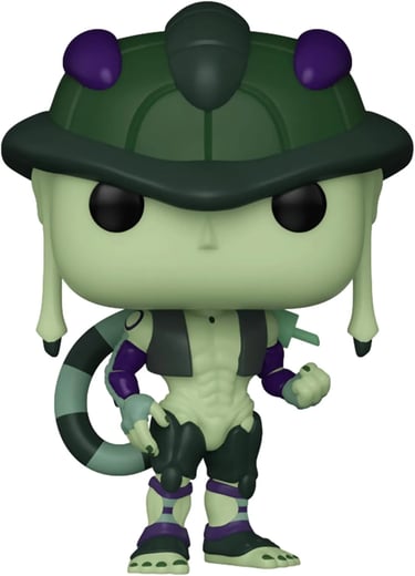 Funko Pop anime figure of Meruem from Hunter x Hunter featuring his green shell helmet and striped tail.