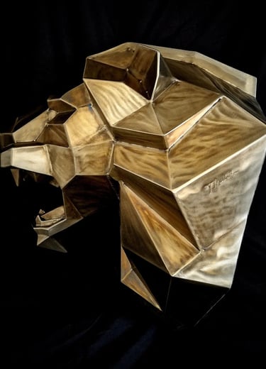 statue en inox d'un lion à grenoble