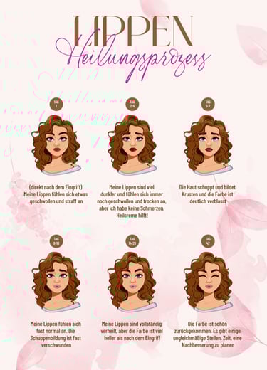Permanent Make-up Lippen Lippenkontur Lip Blush Schattierung Abheilung Heilungsprozess 