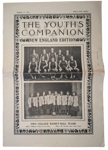 Rare early Williams College Basketball Team Photograph on the Youth's Companion Newspaper