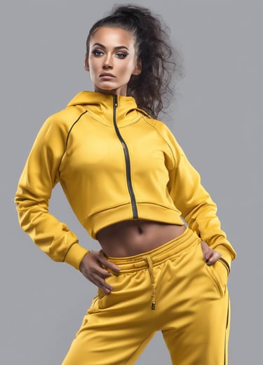 woman in yellow tracksuit standing on basketball court side