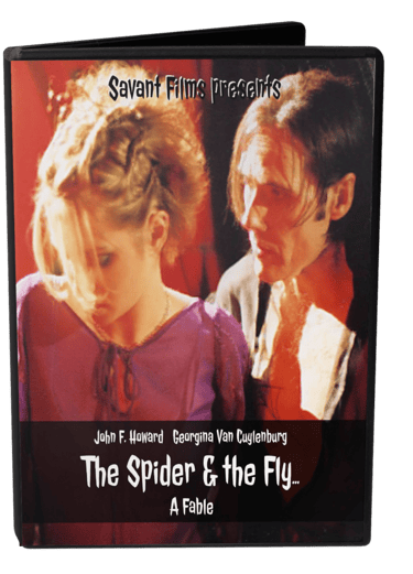 DVD cover featuring a creepy looking man walks right behind a young woman with short blonde hair