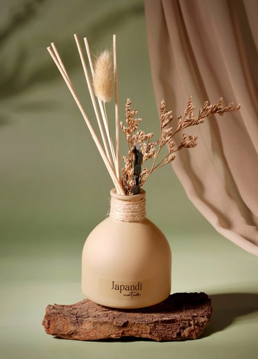 reed diffuser product photography UK, minimalist lifestyle setup by Basma Lens