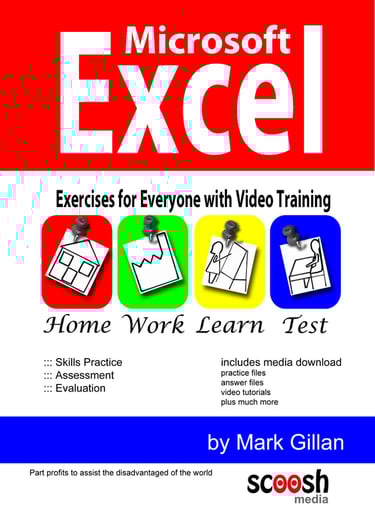 Excel book cover author mark gillan with red band at top and blue band at bottom