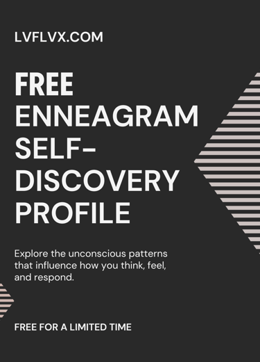 An aesthetic promo ad that offers a free enneagram quiz,"Enneagram Self-Discovery Profile" by LVF.