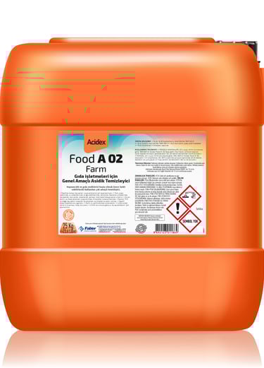 food a 02 asidik sağım sistemi dezenfektanı