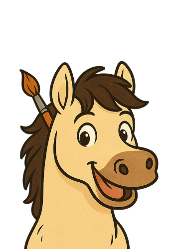 Cartoon Illustration von Pancake dem Pony