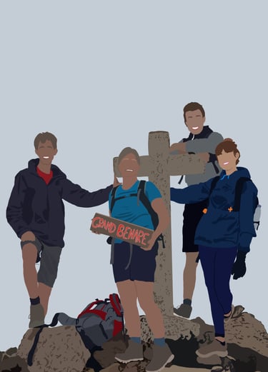 a group of people standing on top of a hill