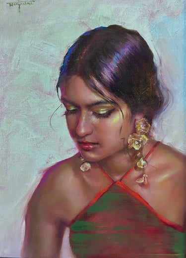 oil painting of an indian woman from india