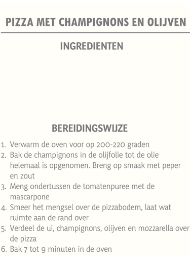 Keto pizza champignons en olijven