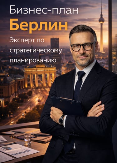 Эксперт по стратегическому бизнес-планированию на фоне вечернего Берлина.