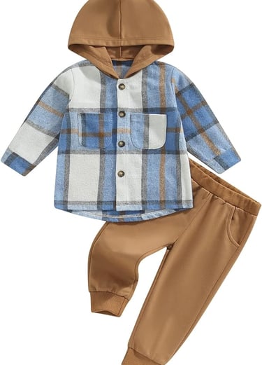 Plaid baby hoody with pants