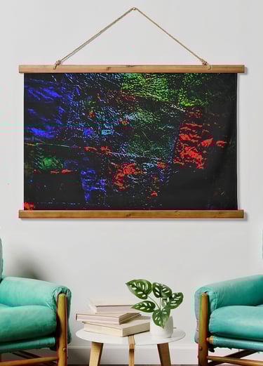 Black texture wood topped wall tapestry from zazzel