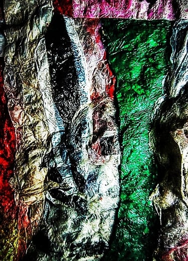 Recycle plastic ironed collage,abstract art image from texture of recycled plastic