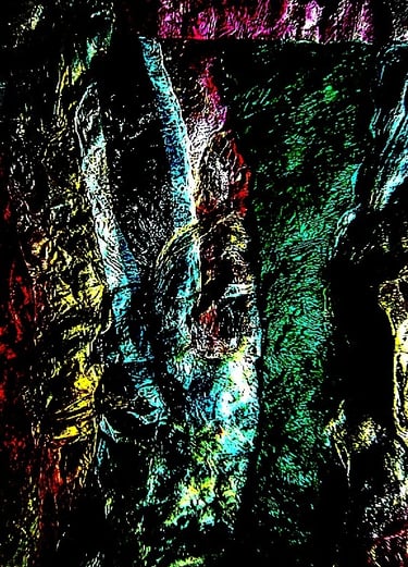 Half pace image art, from collage of recycled plastic