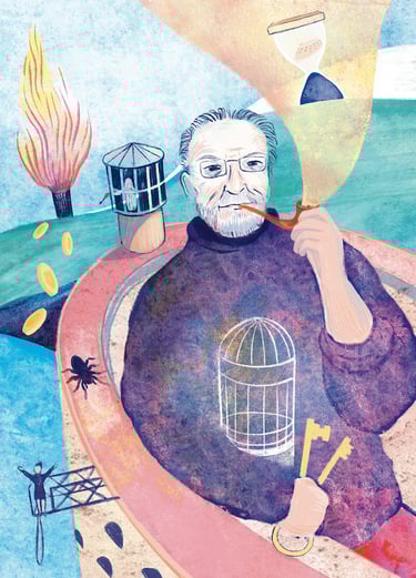 portrait illustré de Jacques Antoine et Fort Boyard