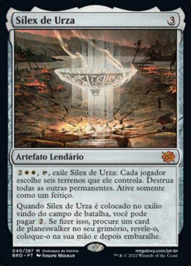 Portuguese Urza's Silex legendary artifact card from Magic The Gathering Brothers' War set.