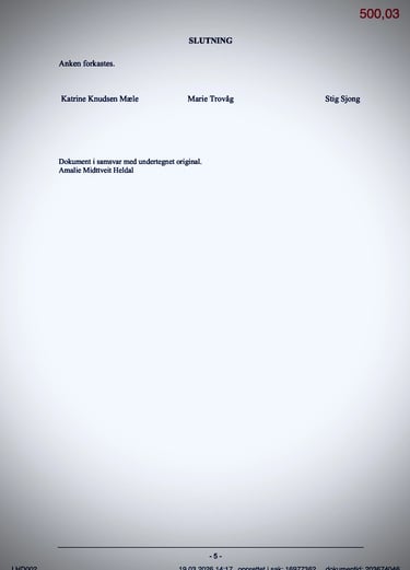 domstolens avgjørelse sak Zainab Abdulkarim Ali, Zainab Art, Oslo politidistrikt Korrupsjon