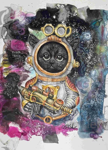 aquarell-space-cat-surkow-art-paul-surkow