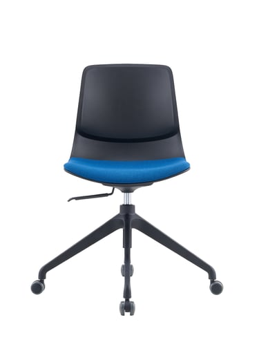 SenSit-Otto swivel chair with black base and blue cushion