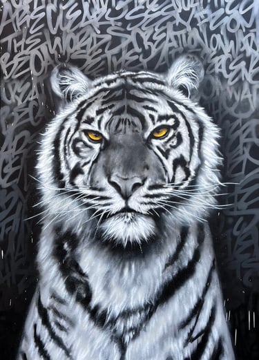 Tiger Spray Paint on Canvas by Ryan Stalsby