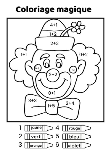 coloriage magique calcul clown