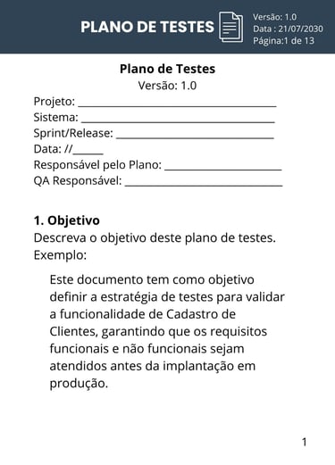 Plano de Testes QA