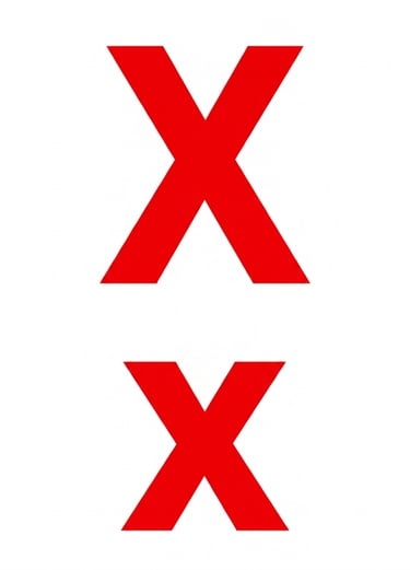 Two red X symbols stacked vertically on a plain white background.
