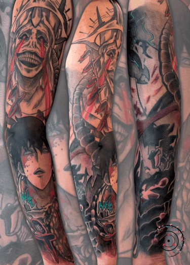 a person with tattoos on their arms and legs