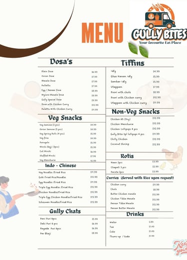 a menu of a restaurant with a menu for a restaurant
