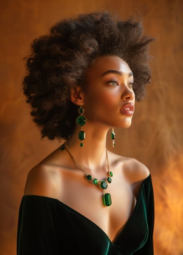 Green Stones in a Statement Necklace for a Black Dress