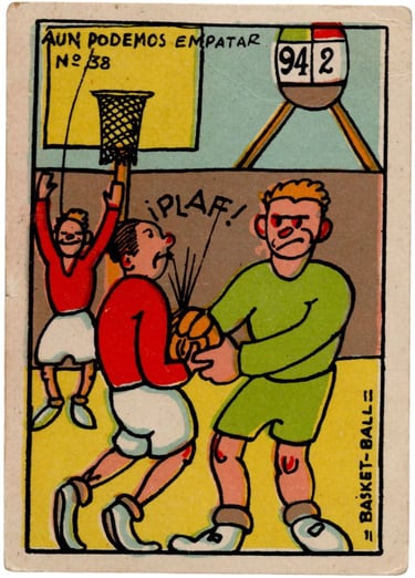 comic illustrated spanish deportes sports basket baloncesto humor cards cartes cromos
