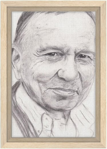 portrait homme crayon graphite imprimé toile encadrée FSC