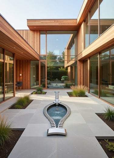 Stainless steel Zipper Zip water sculpture by Mark Richard Hall