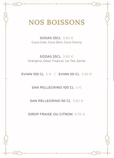 Carte et menu du restaurant La Parisienne à Nîmes : boissons