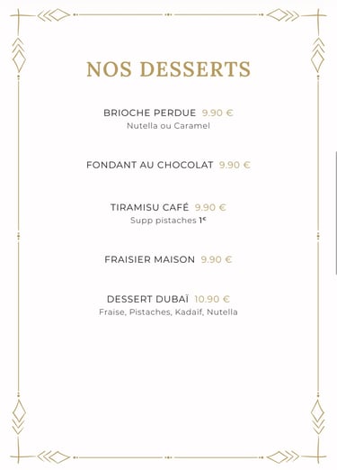 Carte et menu du restaurant La Parisienne à Nîmes : dessert