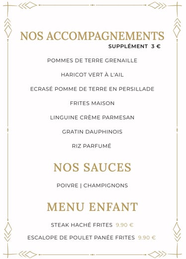 Carte et menu du restaurant La Parisienne à Nîmes : accompagnements