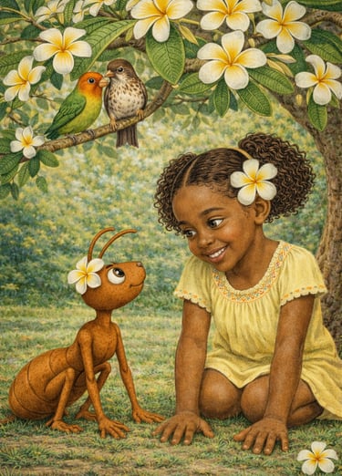 Shaman and Daisy grounding the energy of the bird on the stem. thrusjh and love bird.