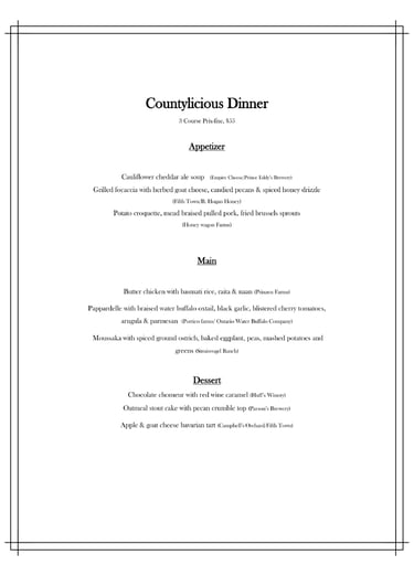 countylicious dinner menu