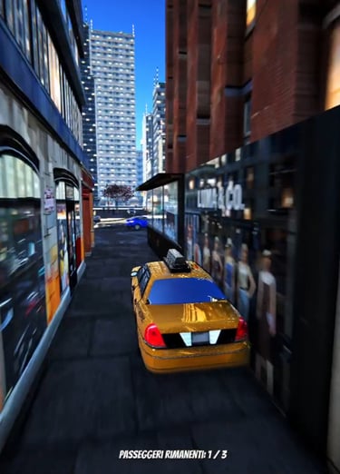 Immagine di un taxi che accompagna un passeggero a Superhero Simulator