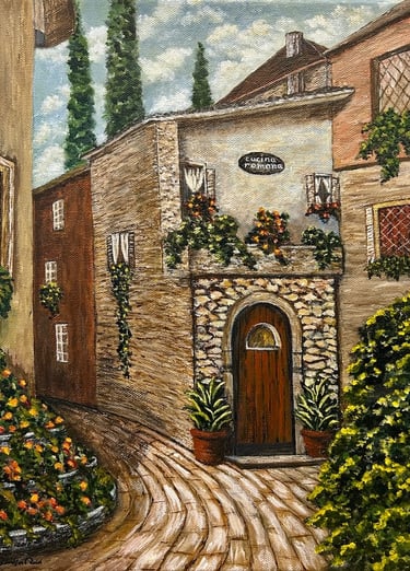 Cucina Romana, 2025, Acrylic on canvas, 14 x 11 x 3/4 inches  $200