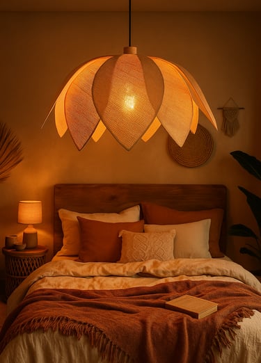 Luminária Lustre Lótus Buriti Fibra Natural