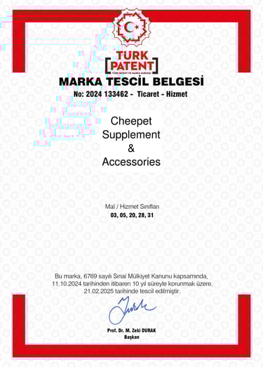 kedi malt macun nedir kedi macunu markası Cheepet tescil belgesi ve güvenilir ürün