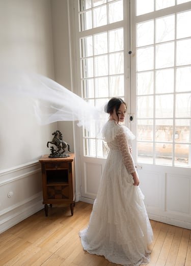 mariée avec une robe vintage