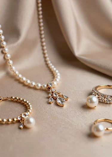 A pair of trendy earrings sparkling against a soft pastel background.