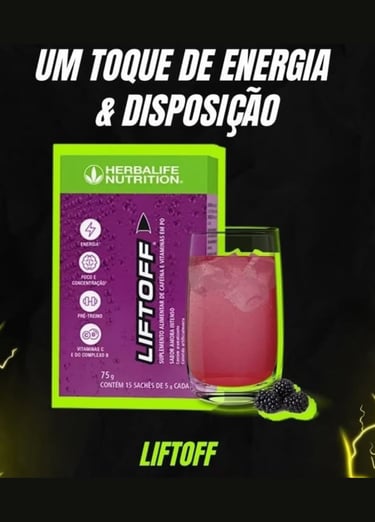 LiftOff Cafeína + taurina + biotina + vitaminas do complexo B e vitamina C.