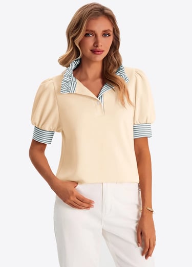 Apricot Summer Puff Sleeve Blouse