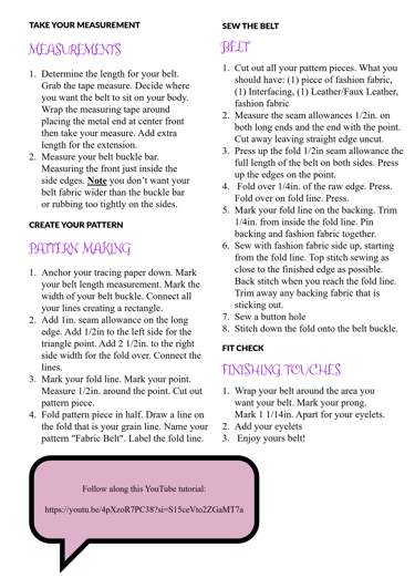 fabric belt sewing pattern