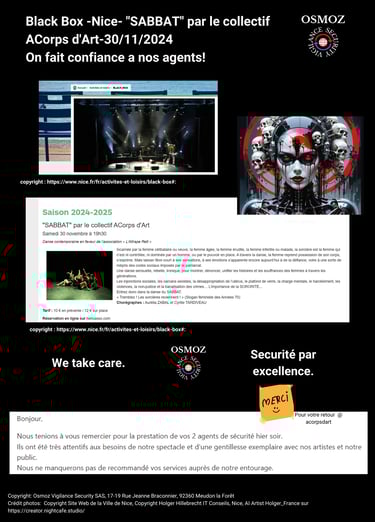 Sabbat ACorps D'Art Sécurité Privée Private Security Paris Nice Côte d'Azur Ile de France